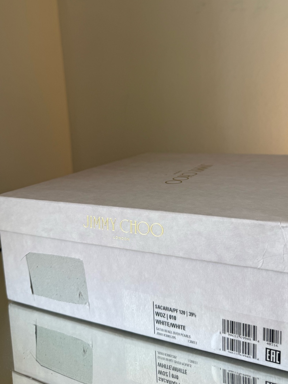 New Jimmy Choo Sacaria 120 White Platform Sandals with All-Over Pearl 39.5 - Picture 13 of 16